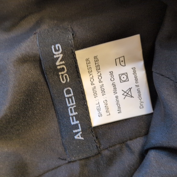 NWT Alfred Sung Cap Sleeve Pleated Skirt Dress Pockets Black Maxi Dress Size 2 - Picture 7 of 13